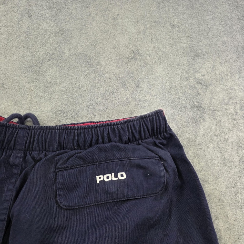 VTG Polo Ralph Lauren Shorts Mens 34 Blue Chino Pony Logo Elastic Waist 7 Inseam - Picture 15 of 16